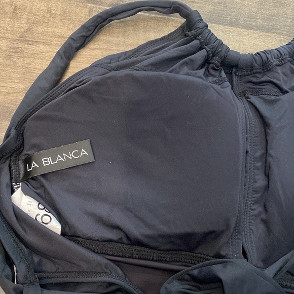 La Blanca Island Goddess One Piece High Neck Key hole Modest Black US 4 NWT - Picture 6 of 9